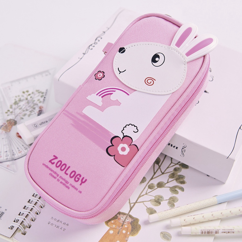 TXS07 Korean Pen Pencil Case Kanvas Anti Air Kotak Tempat Pensil TKM