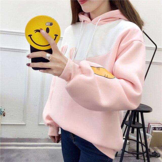 SWEATER HOODIE WANITA RABBIT COMBINE ONESIZE SWEATSHIRT NEW STYLE