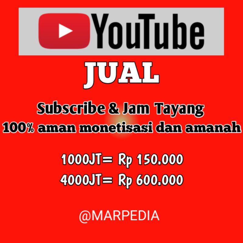 Jam Tayang YouTube 1000JT / 4000JT 100% aman monetisasi