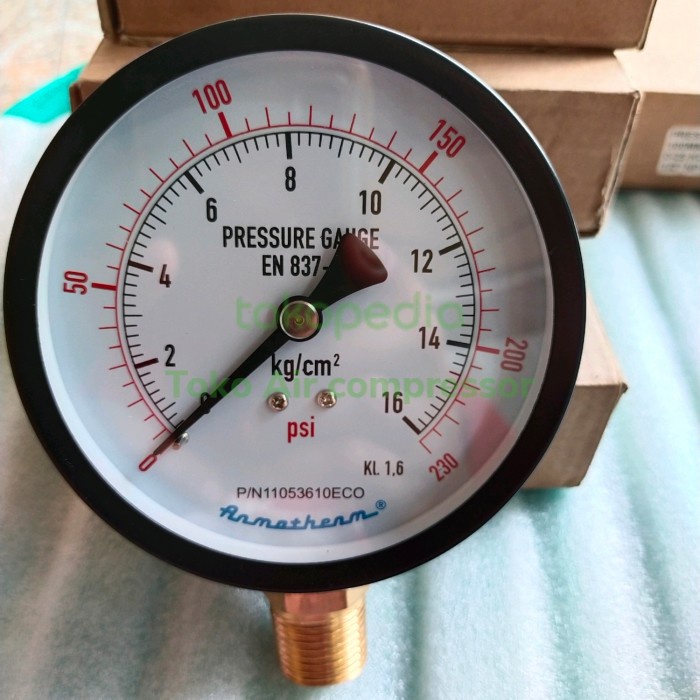 Pengukur Pressure Gauge 16Bar. En837-1 Armatherm 100Mm
