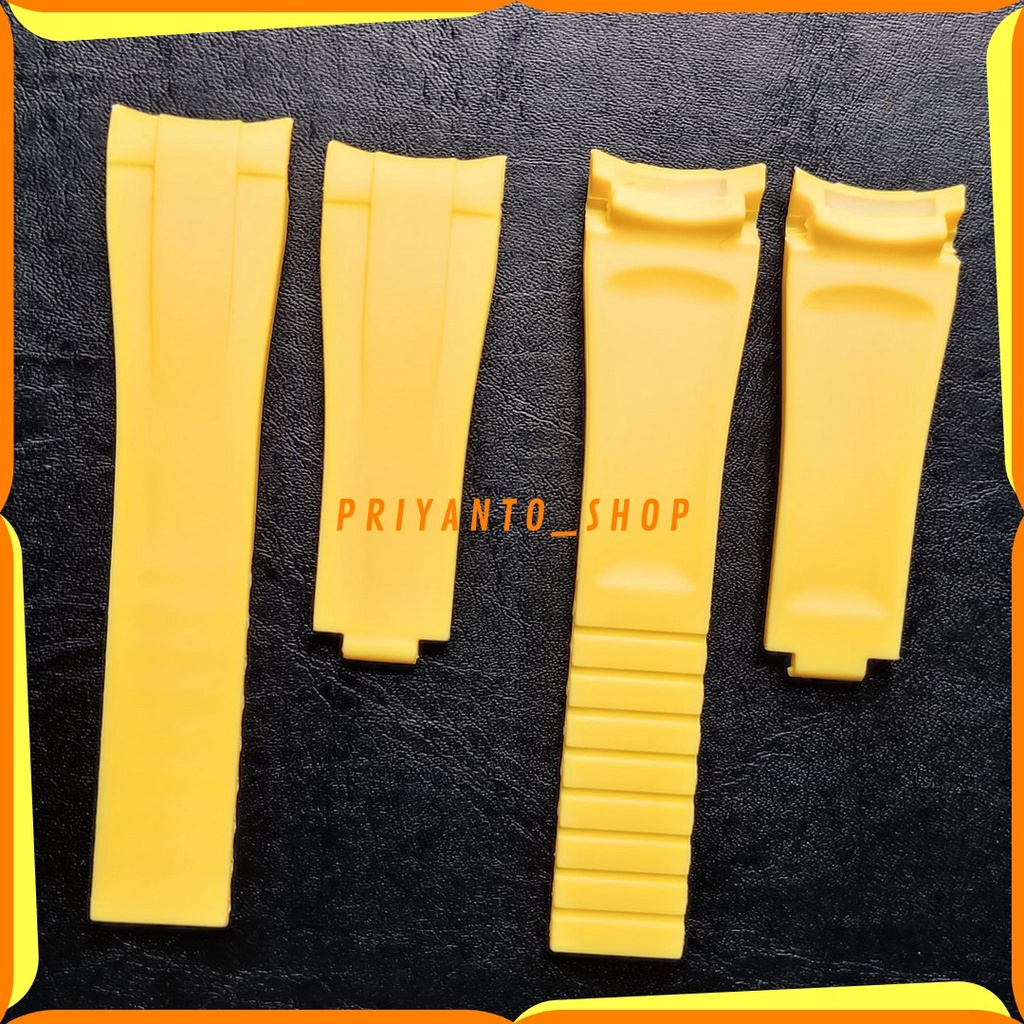 Strap Tali Jam Tangan Rubber Rolex Seiko Universal 20mm Curved Yellow