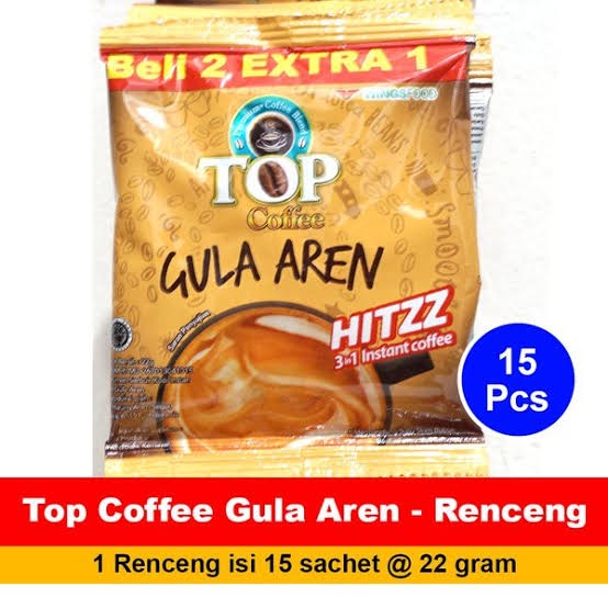 

KOPI TOP COFFEE GULA AREN PER RENCENG BELI 2 GRATIS 1 SACHET DENGAN KRIMER NABATI 3 IN 1 3IN1 INSTANT COFFEE KOPI BUBUK INSTAN INSTANT SUSU SUKIM