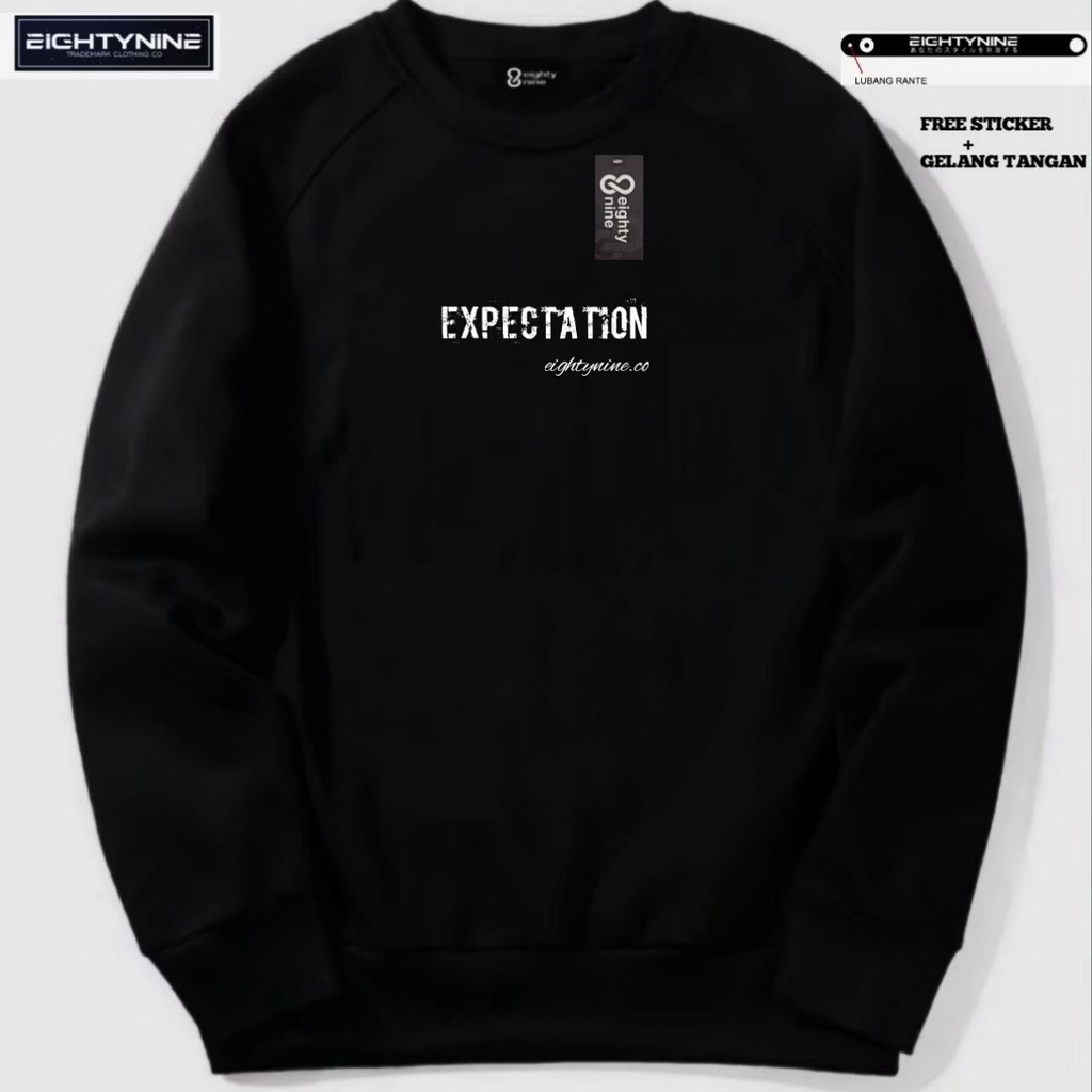 Crewneck Sweater Eighty Nine Enjoy Life Original - Crewneck Simpel Pria dan Wanita Premium Quality - Sweater Crewneck Bahan Fleece Tebal