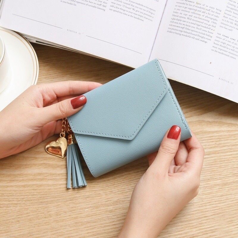 DOMPET WANITA KECIL DOMPET KOIN DOMPET MINI DOMPET LIPAT MURAH-Dompet Lipat 3 Biru