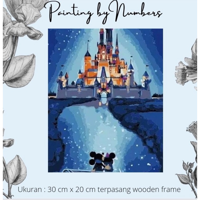 

[TERBARU] DIY painting by number 30x20cm kerajinan tangan - BLUE CASTLE