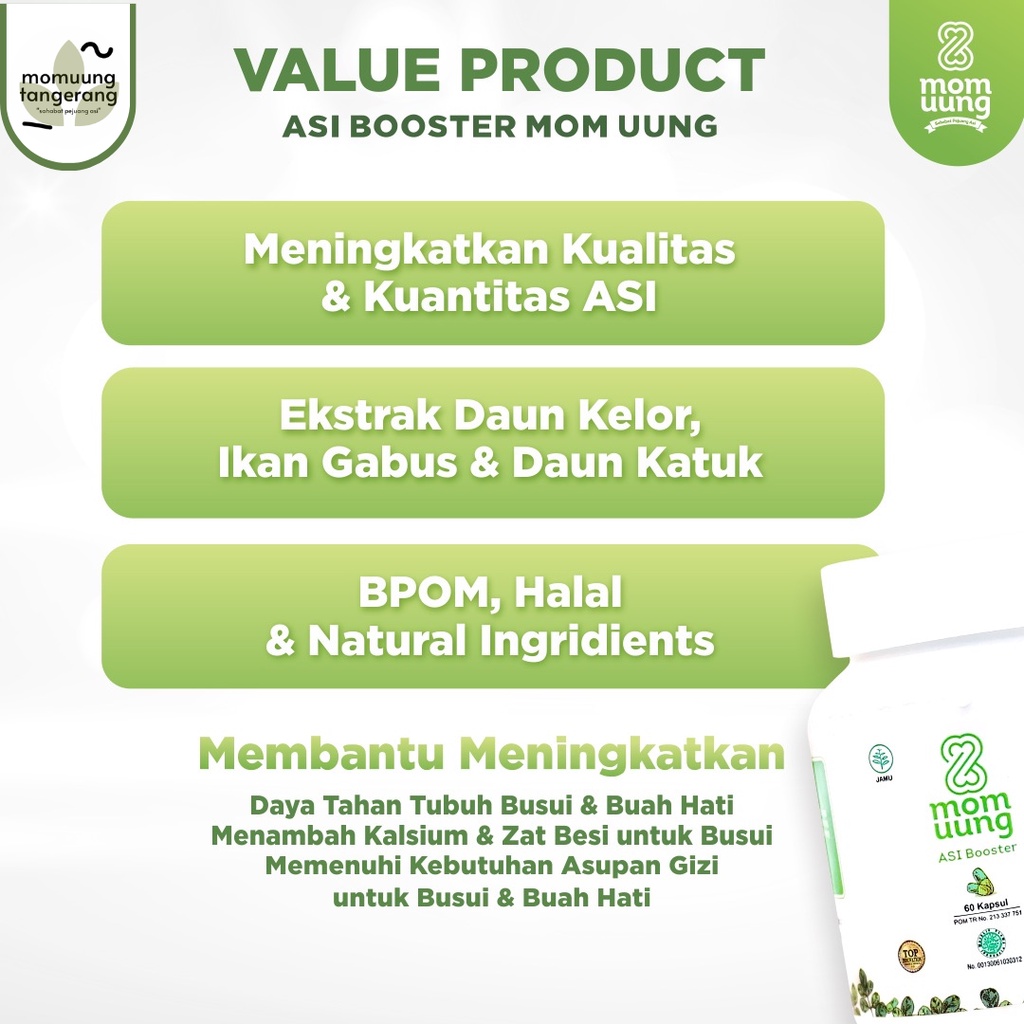 MOM UUNG ASI BOOSTER 60 KAPSUL KELOR CAP MOMUUNG TANGERANG PIL PELANCAR ASI KAPSUL BPOM HALAL HERBAL