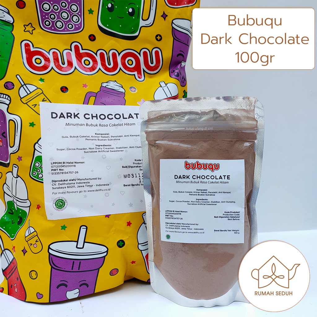 Bubuqu Dark Chocolate Powder 100gr - Minuman Bubuk Coklat Pahit Pekat