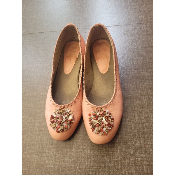 Serlium Leather Shoes Peach sz 39 VVGC Fullset