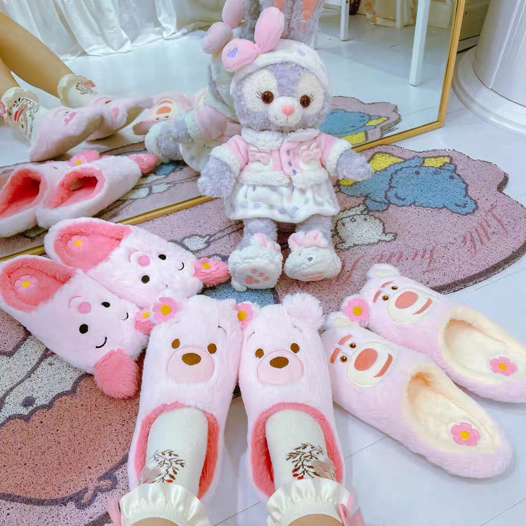 SANDAL RUMAH WINNIE THE POOH PIGLET LOTSO PINK SEPATU KAMAR LUCU