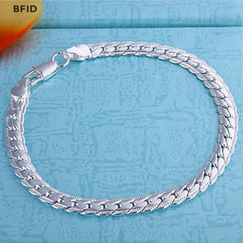 [BFID] Rantai Ular Fashion Lapis Perak Lebar 5mm Bangle Perhiasan Trendy Pria Bracelets [ID]
