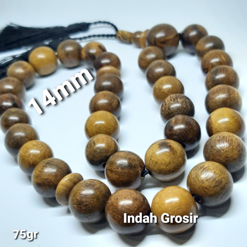 TASBIH KAYU GAHARU WANGI 33BUTIR 14MM 100% NATURAL