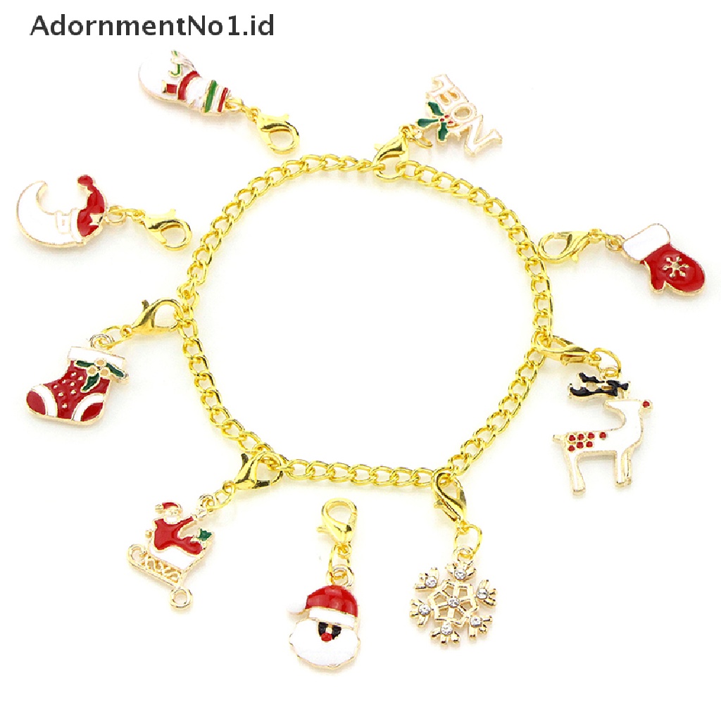 [AdornmentNo1] 5/15pcs Manik-Manik Natal Enamel Campuran Menjuntai Ch Liontin Dengan Lobster Clasp Gantungan Kunci Untuk DIY Gelang Kalung Perhiasan Fingingings [ID]