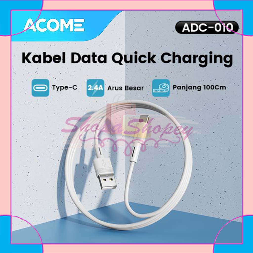 Acome ADC010 Data Cable Type C Fast Charging 2.4A 100cm - Garansi Resmi 1 Tahun