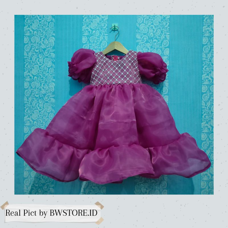 (BISA CUSTOM WARNA)Dress Pesta Anak Perempuan Variasi Organza dan Kain Jala ~ Baju Pesta Anak Perempuan