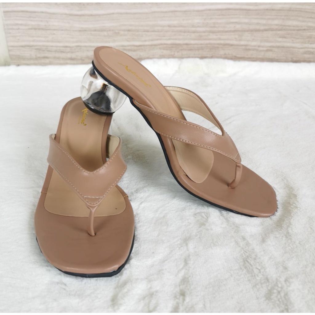 Arlaine Contesa Sandal Heels Kaca Bulat / Sandal Hak kaca Wanita 5cm / Sandal Heels Wanita