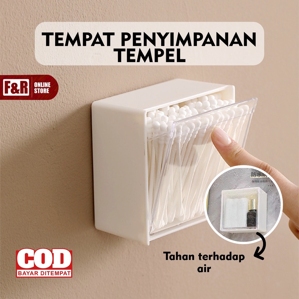 Tempat Cotton Bud Kotak Make Up Organizer Serbaguna Mini Anti Air Kosmetik Kotak Penyimpanan KapasBenda Kecil Model Tempel Dinding Serbaguna