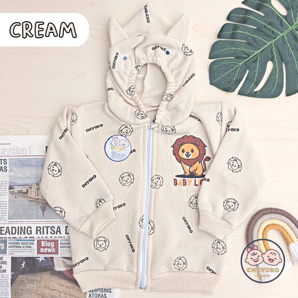 Jaket Hoodie Fleece Bayi, Sweater Anak Murah dan Hangat BABY LION Chiyoko Baby