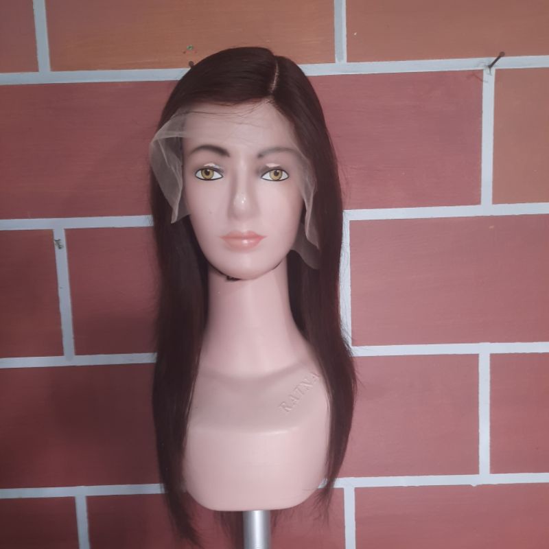 READY | Wig rambut asli lace front panjang 50 cm warna Darkbrown