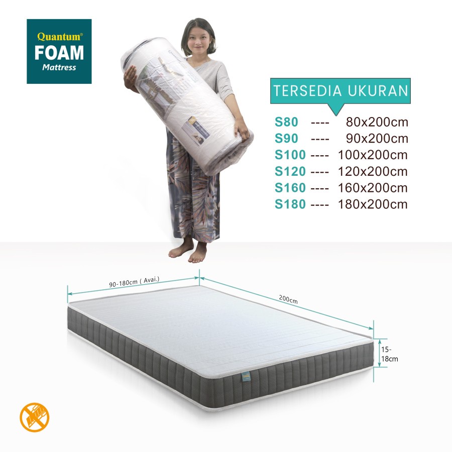 Quantum Kasur Busa Vakum 18cm Single, Queen BATAM