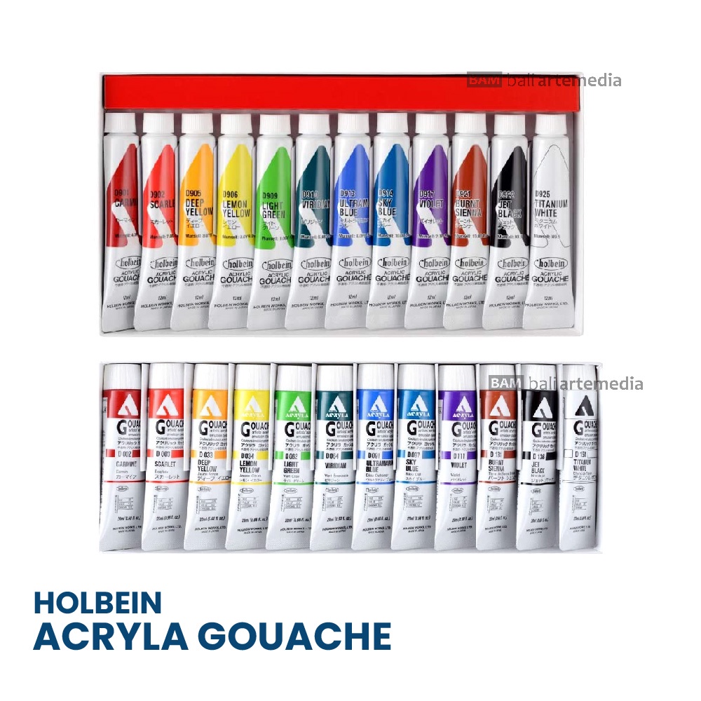 Cat Poster Perlengkapan Melukis Alat Gambar Holbein Acryla Gouache Lesson Set of 12 Colors x 20ml By Bali Atemedia