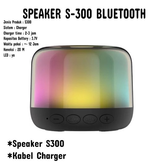 SPEAKER MINI BLUETOOTH S300 DILENGKAPI LED RGB SUARA EXTRA BASS DAB JERNIH