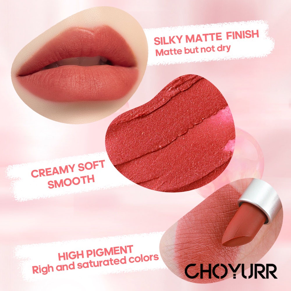 【COD】Lipstik Matte Velvet Lembut Es Batu Transparan Lipstick Bibir Natural Tahan Lama Bibir Kosmetik Portabel-CH