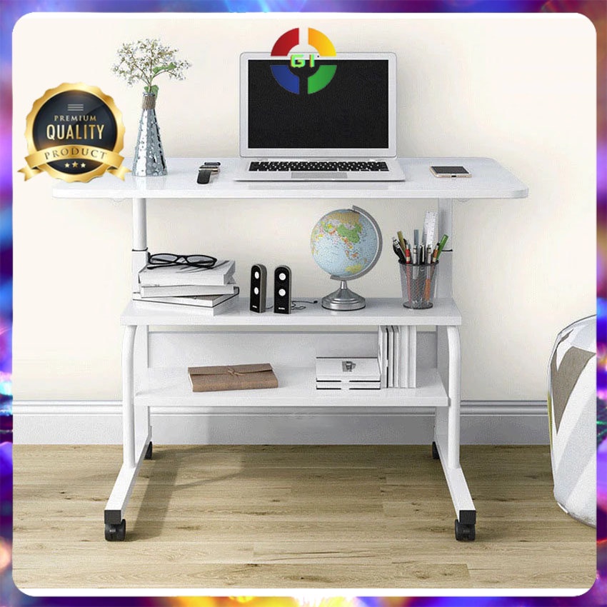 Meja Rak Laptop Portable Laptop Desk Tiga Tingkat Brown COD