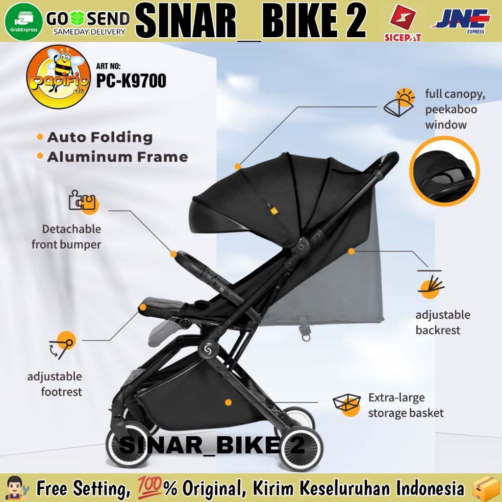 Baby Stroller Pacific PC - K9700 adjustable/ kereta dorong anak bayi Bisa Di Lipat Kecil