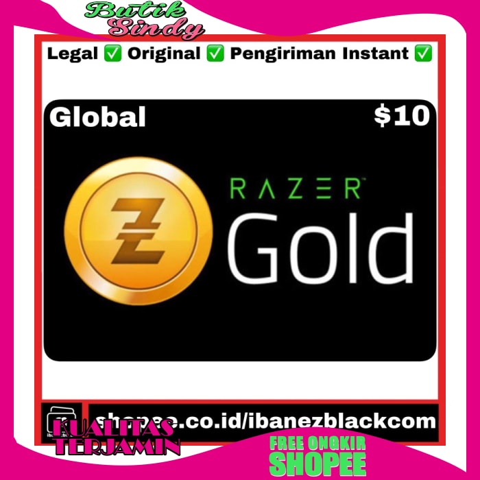 Popuper / Murah / Promo / Original Razer Gold Pin Us Usd $10 Pin Only / Terbaru / Terlaris / Garansi
