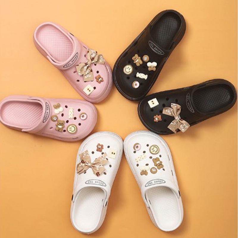 Lazy Bear Sepatu Sendal Jibbitz Slip On H26 Sendal Selop Platform Lucu Kekinian/Sendal Jelly Fuji