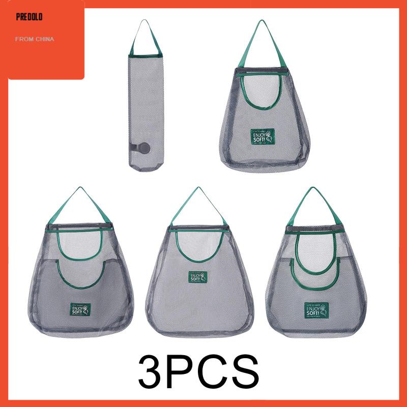 [Predolo] Set Isi3 Storag Mesh Bag Rumah Tangga Untuk Buah Sayuran Dapur Camping