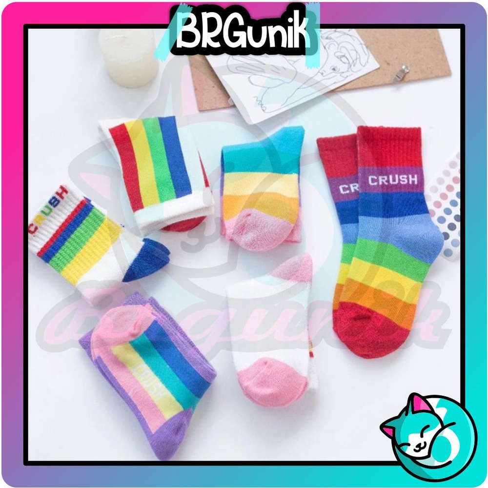 BRGUNIK Kaos Kaki Anak Motif Rainbow Crush Kaus Kaki Bayi Lucu KK067