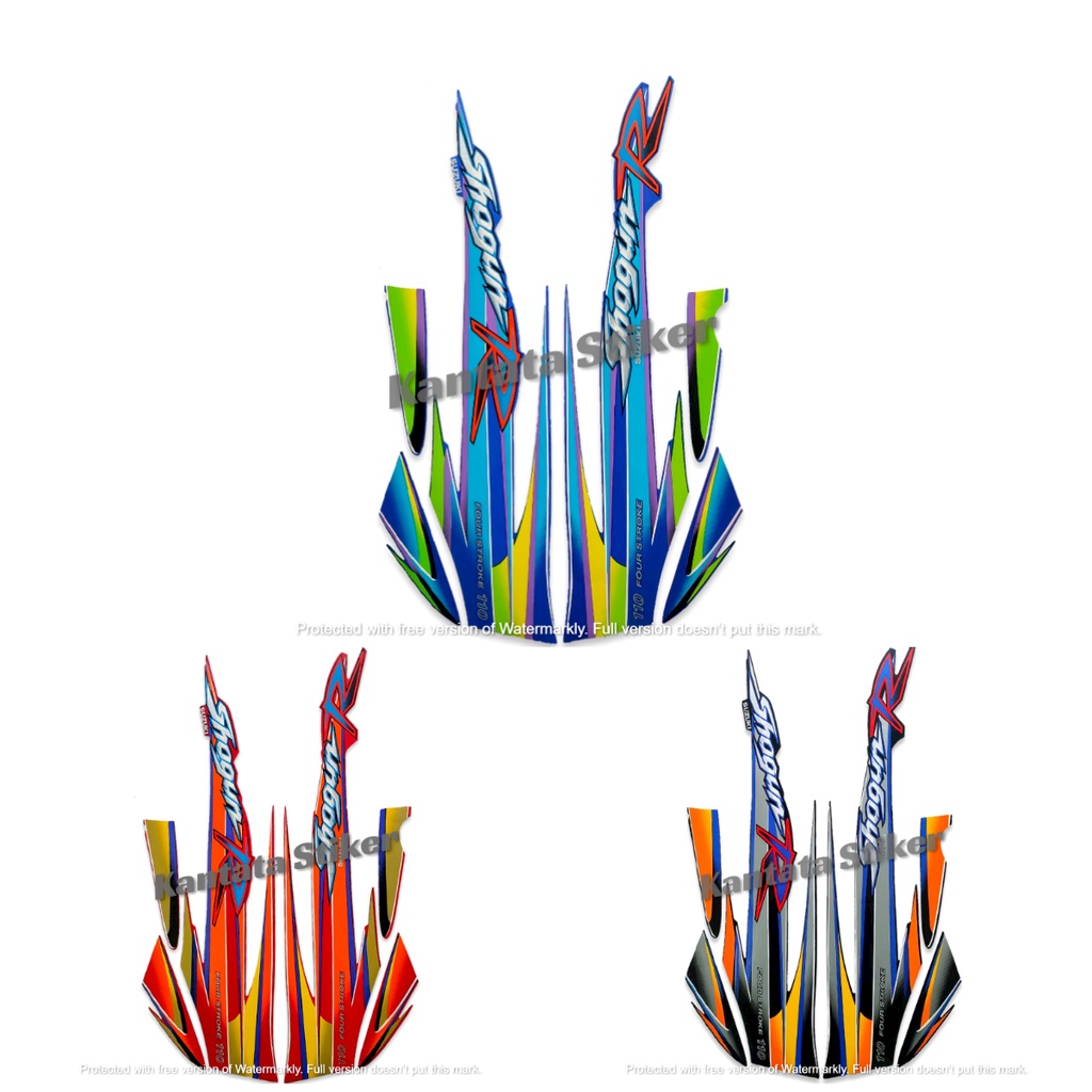 STIKER STRIPING LIS LES BODY MOTOR SUZUKI SHOGUN R 110 2001 STANDAR FULL SET