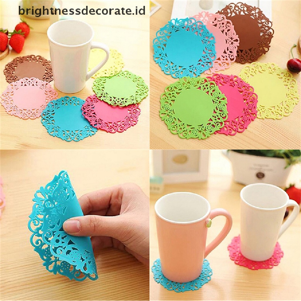 [Birth] Renda Bunga Doilies Silicone Coaster Tea Cup Mats Pad Alas Tatakan Papan Insulasi [ID]