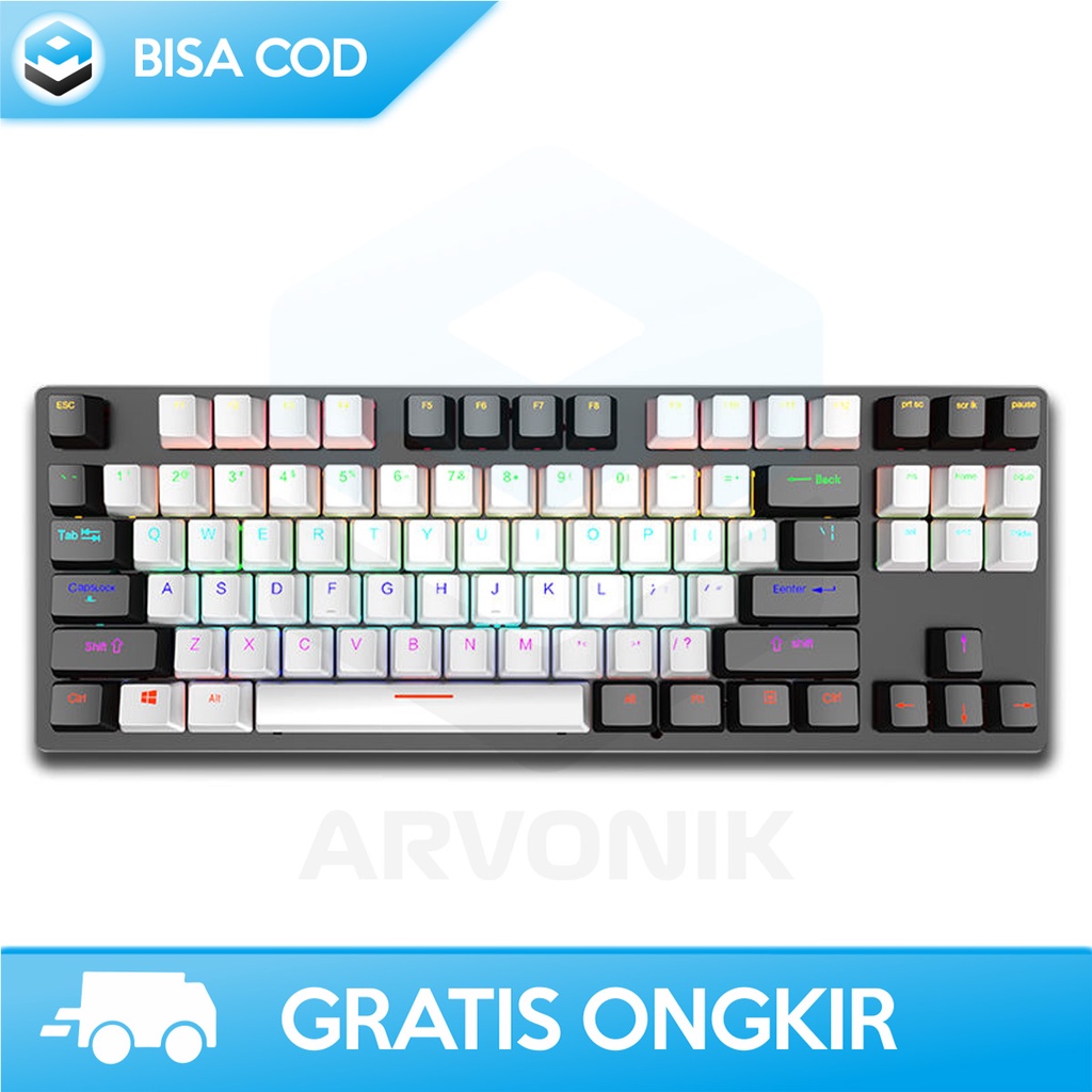 KEYBOARD GAMING 87 KEYS KEYBOARD MEKANIKAL WIRED K550 DESAIN ERGONOMIS