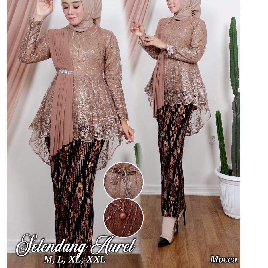 STELAN KEBAYA SELENDANG AUREL - MODEL KEBAYA KEKINIAN 2021 - BAJU KEBAYA WISUDA CANTIK MODERN - KEBA