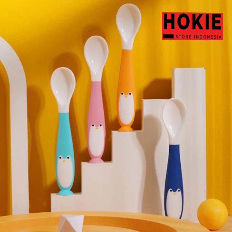 Satu Set Sendok dan Garpu untuk Makan Bayi Anak Lengkung Lucu ada box bening