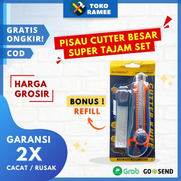 

] PISAU CUTTER BESAR + REFILL MATA PISAU 5 PCS