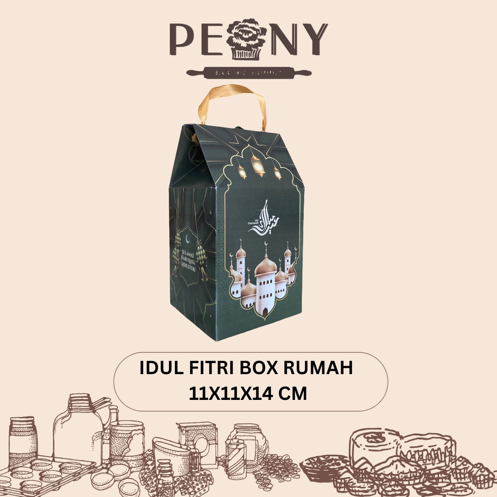 PAPASO PACKAGING IDUL FITRI BOX KOTAK RUMAH UKURAN 11X11X14 CM