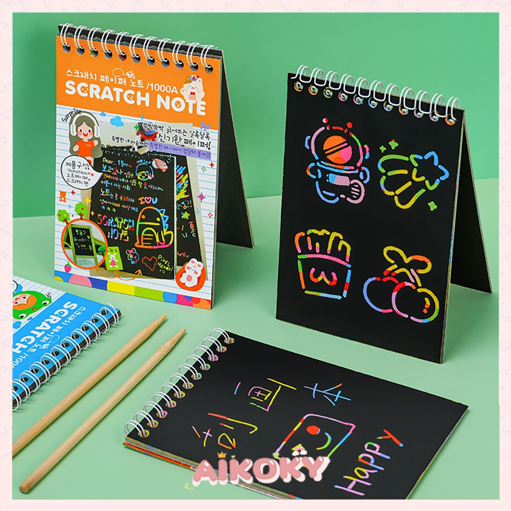 Aikoky Buku Magic Warna/Colourful Scratch Note Kecil