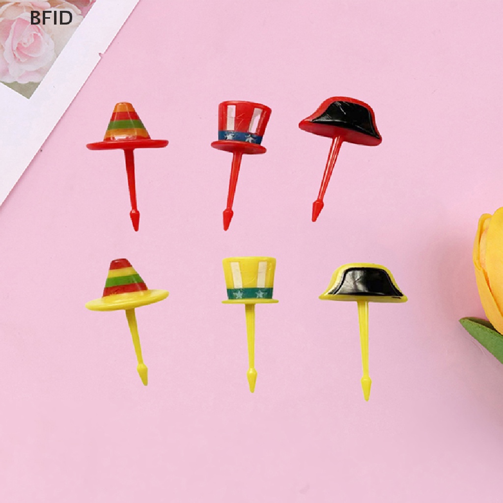 [BFID] 1set Topi Kartun Lucu Anak Garpu Buah Plastik Bento Lunch Dessert Tusuk Gigi [ID]