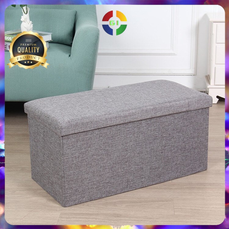 Sofa Kotak Penyimpanan Barang Portable 76 x38 x38 cm Gray COD