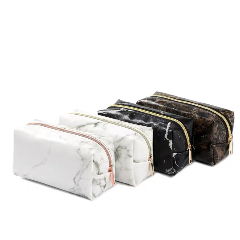 KOTAK PENSIL MOTIF MARBLE / MARBLE MAKE UP POUCH / TEMPAT SKINCARE KOSMETIK BESAR / POUCH MAKE UP MARBLE MOTIF LARGE / TAS KOSMETIK PERJALANAN WANITA TAHAN AIR / KOTAK PENSIL ESTETIK / TRAVELLING POUCH ORGANIZER