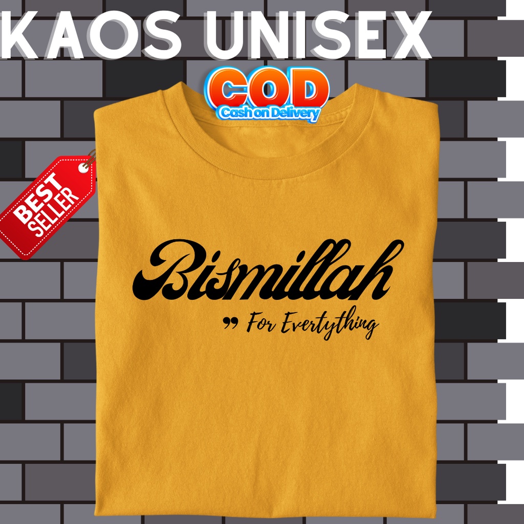 KAOS UNISEX BISMILLAH BAJU KAOS DISTRO MOTIF BISMILLAH LENGAN PENDEK