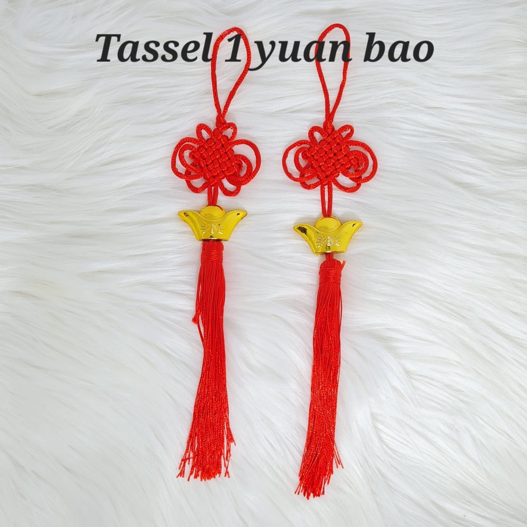 

Aksesoris Imlek Tassel Gantungan Imlek Yuan Bao, 2 coin, Knot Polos