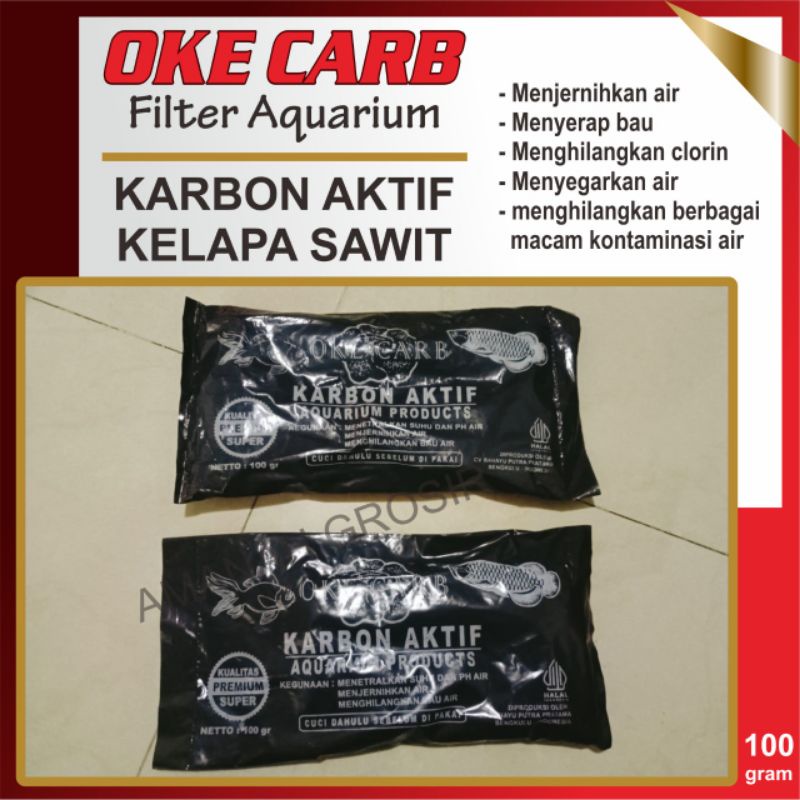 KARBON AKTIF FILTER AIR AQUARIUM AQUASCAPE CARBON AKTIF KELAPA SAWIT 100 GRAM ECER / GROSIR