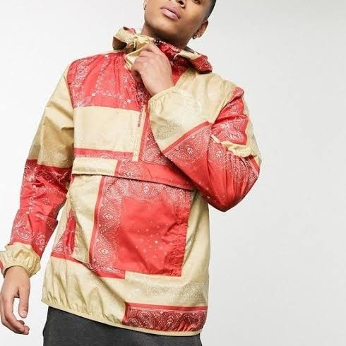 THE NORTH FACE NOVELTY FANORAK WINDBREAKER JACKET SUNBAKED RED BANDANA