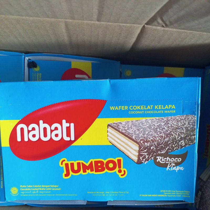 Promo!!!!! Wafer coklat kelapa Jumbo Nabati 1kotak isi 12