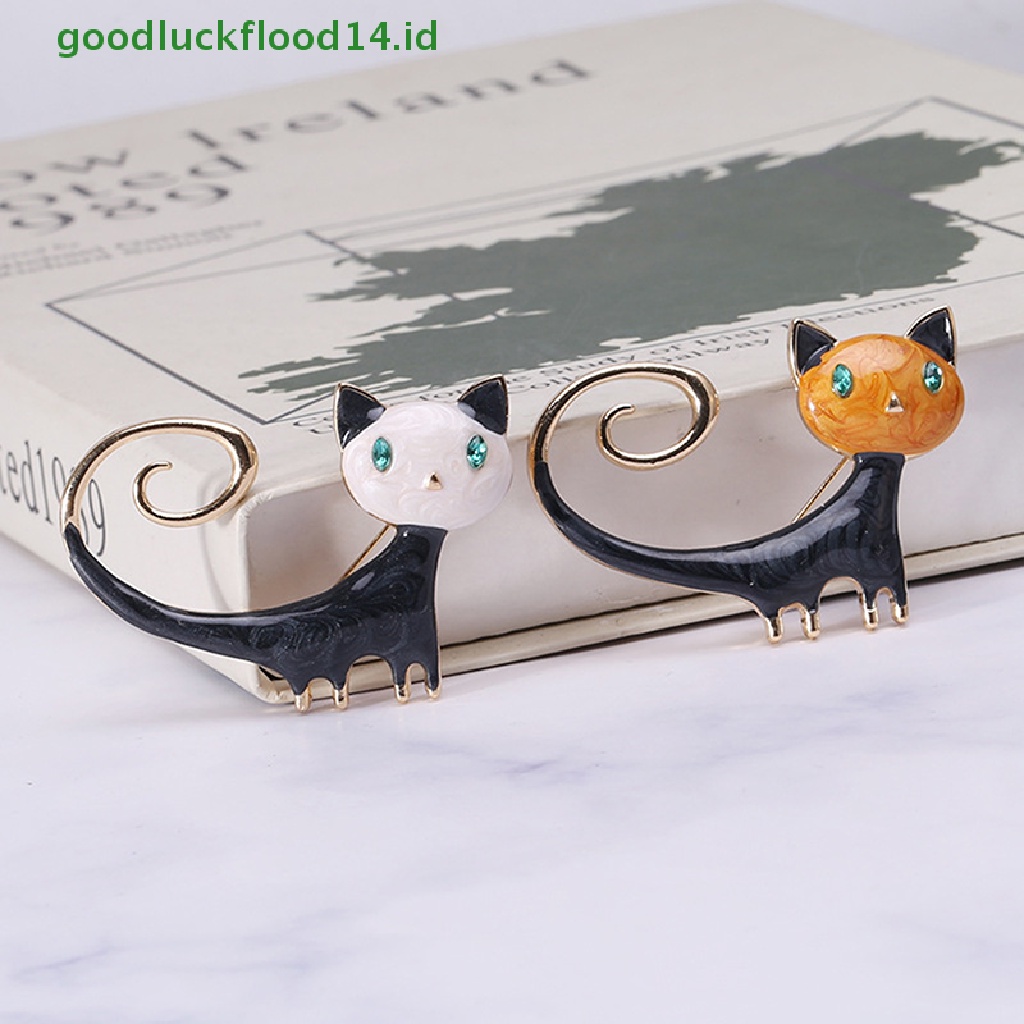 [GOOGFOUR] 1pcs Enamel Lucu Kucing Bros Untuk Wanita Kitty Pin Brooch 2warna Perhiasan Hewan [TOP]