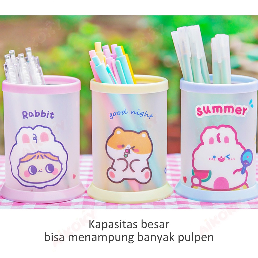 Aikoky Tempat pulpen di meja aesthetic/Kotak pensil tabung/Desk organizer stationery